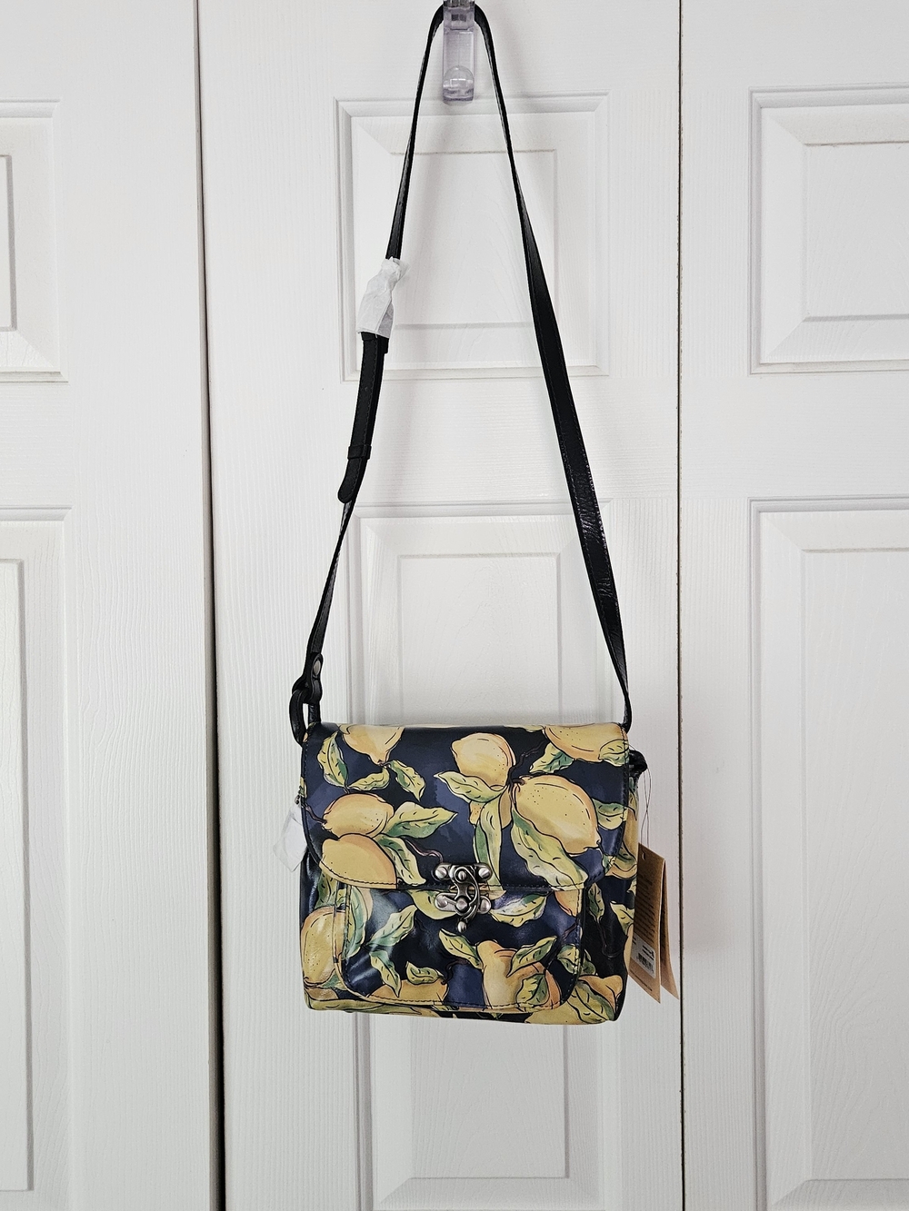 Patricia Nash Navy Lemon Print Crossbody Bag